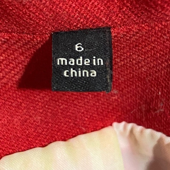 Cabi Red Blazer Jacket Women Sz 6 Bow Gold Buttons - Picture 7 of 8